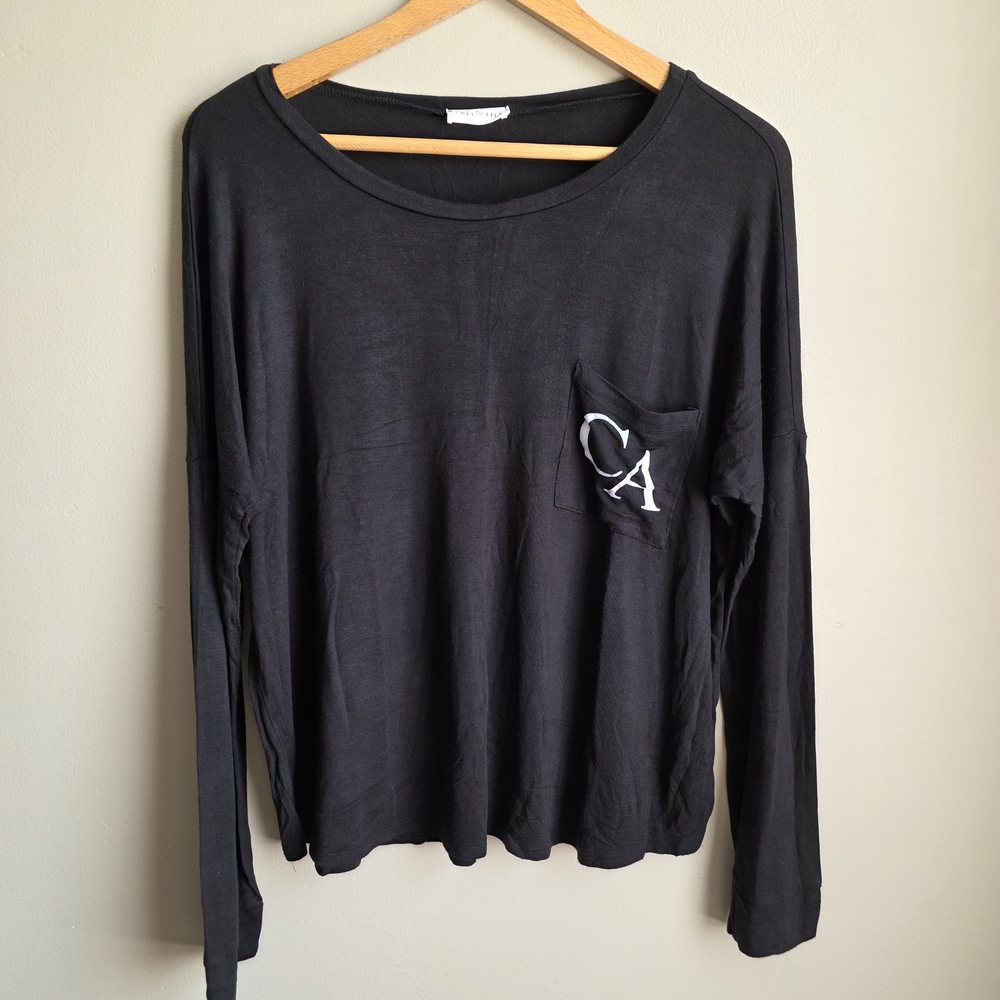 Full Tilt Black Long Sleeve CA Top Tshirt With Breast Pocket Size XL